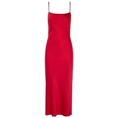 Shop Bec & Bridge Girl Talk Bias-cut Silk Slip Dress In Red
