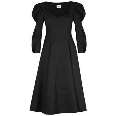 Shop Khaite Edwina Black Cotton Poplin Dress