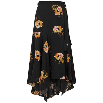 Shop A.l.c Borden Silk Crepe De Chine Midi Skirt In Black And Caramel