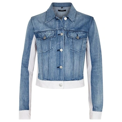 Shop J Brand Harlow Panelled Denim Jacket In Blue And White