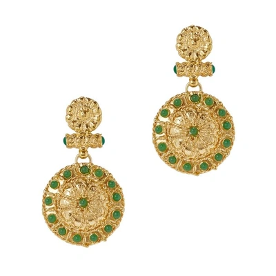 Shop Soru Jewellery Treasures 18ct Gold-plated Earrings In Green