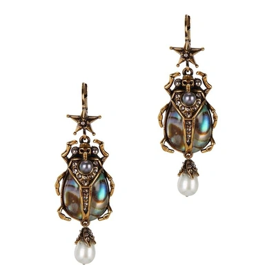 Shop Alexander Mcqueen Swarovski-embellished Beetle Drop Earrings