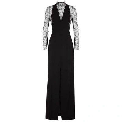 Shop Givenchy Black Lace And Wool Crepe Gown