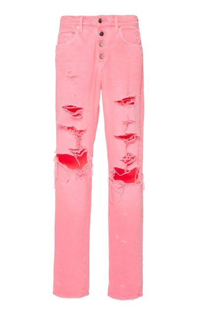 Shop Amiri Slouch Destroyed Jeans In Pink