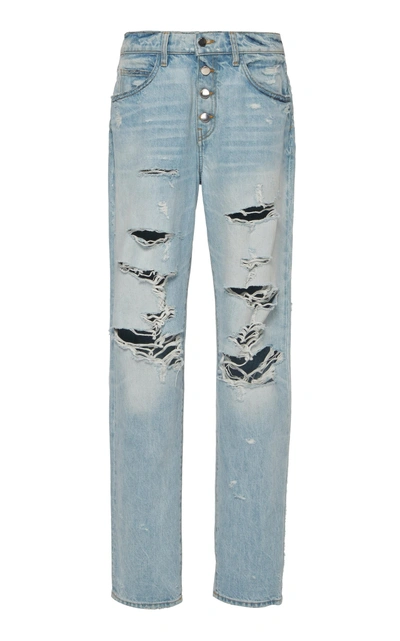 Shop Amiri Slouch Destroyed Jeans In Blue