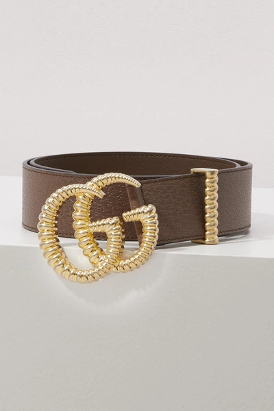 Shop Gucci Gg Marmont Belt In Brown