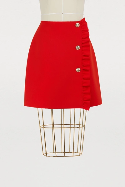 Shop Msgm Short Skirt With Ruffles In Red