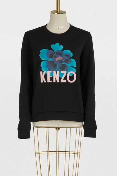 Shop Kenzo Cotton Flower Sweatshirt In Black