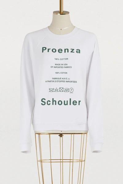 Shop Proenza Schouler Printed Sweatshirt In 21187 White/green Care Label