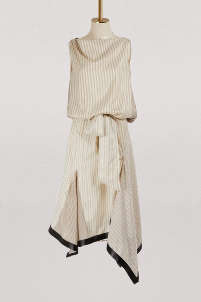Shop Jw Anderson Silk Midi Dress In Light Beige