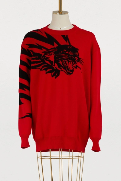 Shop Givenchy Panther Oversized Pullover In Red