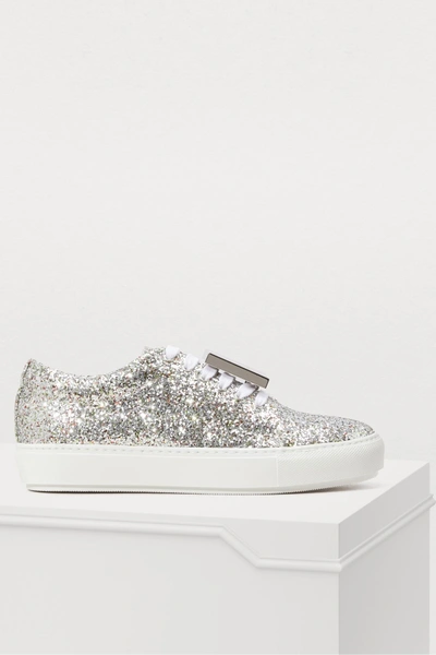Shop Acne Studios Adriana Glittery Sneakers In Silver