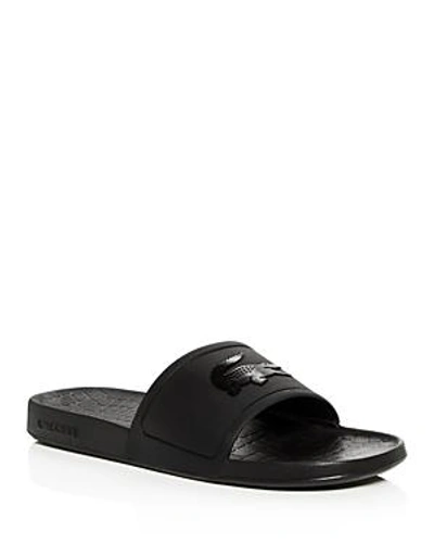 Shop Lacoste Men's Logo Slide Sandals In Black