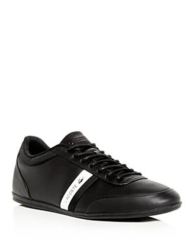 Shop Lacoste Men's Storda Perforated Leather Lace Up Sneakers In Black/white