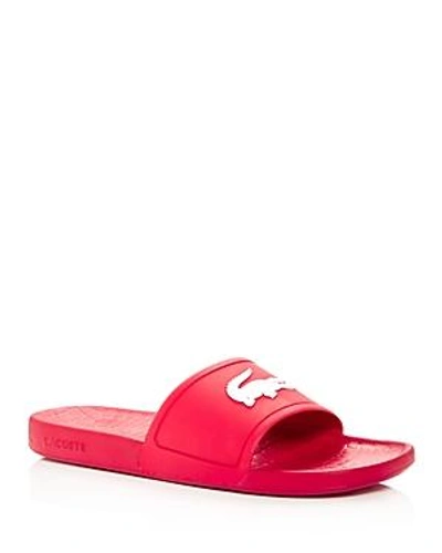 Shop Lacoste Men's Logo Slide Sandals In Red/white