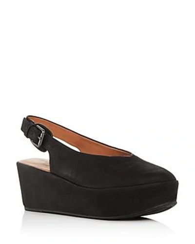 Shop Gentle Souls By Kenneth Cole Women's Nyomi Nubuck Leather Platform Wedge Sandals In Black