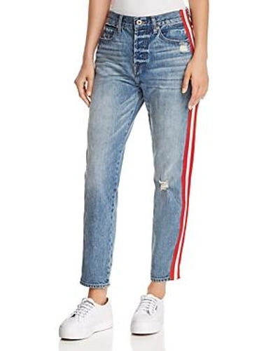 Shop Pistola Nico Striped Distressed Straight-leg Jeans In Racer