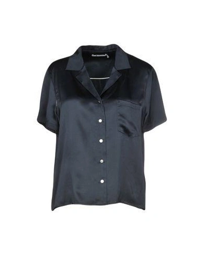 Shop Alexander Wang T Silk Shirts & Blouses In Dark Blue