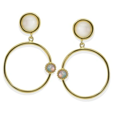 Vintouch Italy Satellite Gold Vermeil Moonstone Hoops