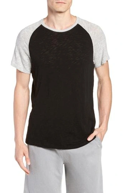 Shop Atm Anthony Thomas Melillo Slub Jersey Baseball T-shirt In Black/ Heather Grey Combo