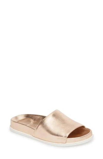 Shop Gentle Souls By Kenneth Cole Iona Slide Sandal In Rose Gold Metallic Leather