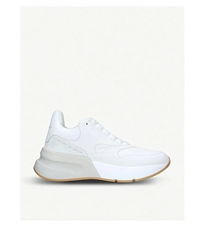 Shop Alexander Mcqueen Runner Leather Trainers In White