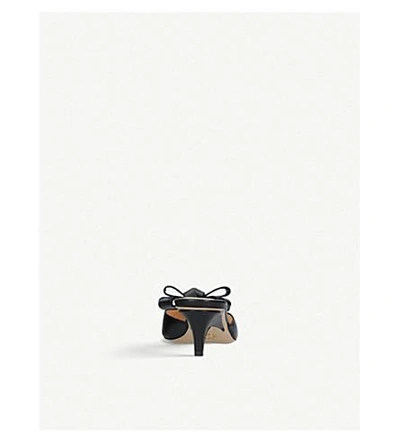 Shop Charlotte Olympia Bow-front Leather Kitten-heel Mules In Black