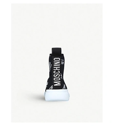 Shop Moschino Logo-detail Sock Trainers In Blk/white