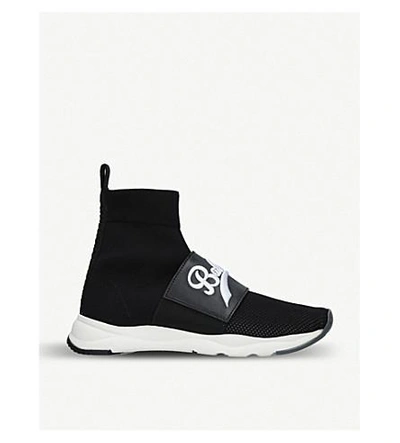 Shop Balmain Cameron Embroidered-logo Sock Trainers In Black