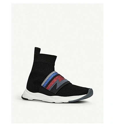 Shop Balmain Cameron Glitter-stripe Sock Trainers In Black/comb