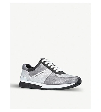 Shop Michael Michael Kors Allie Glitter Trainer In Silver