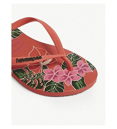 Shop Havaianas Slim Floral-print Rubber Flip-flops In Coral New