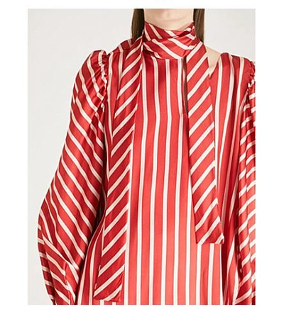 Shop Silvia Tcherassi Juliette Silk-blend Top In Red White Stripes
