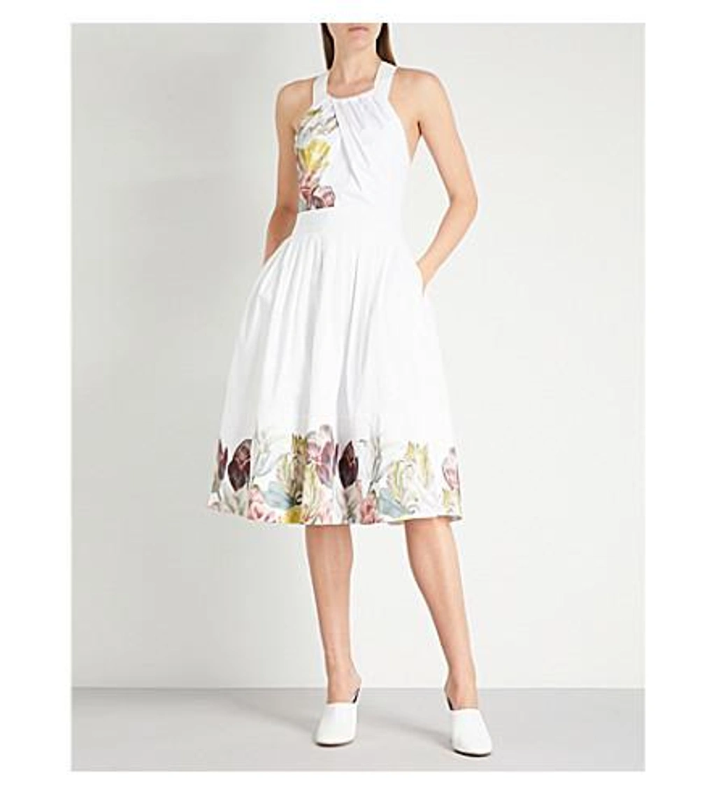 Ted Baker Reetah Tranquility Floral print Stretch cotton Dress In White ModeSens
