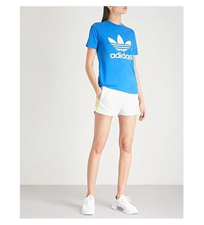 Shop Adidas Originals Trefoil Stretch-jersey T-shirt In Bluebird