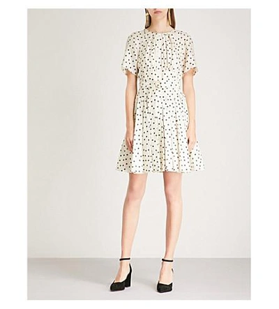 Shop Diane Von Furstenberg Polka Dot Silk Dress In Bone/black