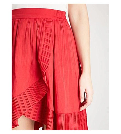 Shop Maje High-rise Pleated Skirt In Red