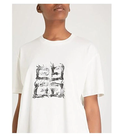 Shop Givenchy 4g Logo-print Cotton-jersey T-shirt In White