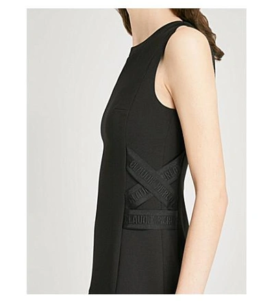 Shop Claudie Pierlot Branded Crepe Dress In Black