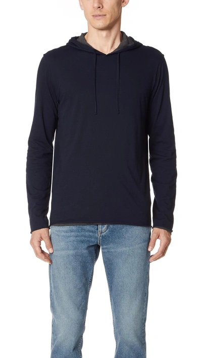 Shop Vince Double Layer Hoodie In Black Cherry