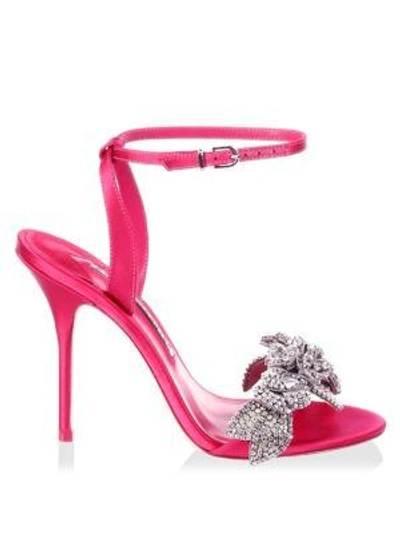 Shop Sophia Webster Lilico Crystal-embellished Leather Sandals In Pink Silver