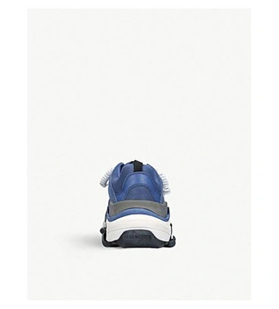 Shop Balenciaga Triple S Runner Leather And Mesh Trainers In Navy