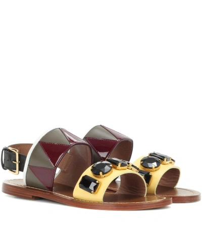 Shop Marni Embellished Leather Sandals In Multicoloured