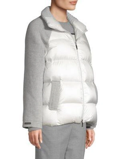 Shop Peserico Flannel Sleeve Puffer In Grey