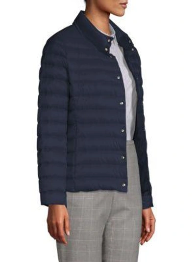 Shop Peserico Snap Front Puffer In Navy