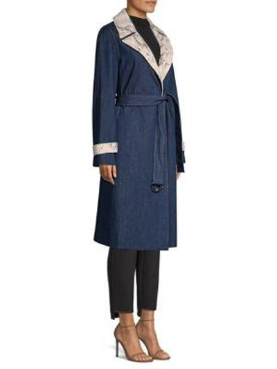 Shop Lafayette 148 Tandra Denim Trench Coat In Midnight