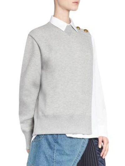 Shop Sacai Combo Sweatshirt In Light Grey