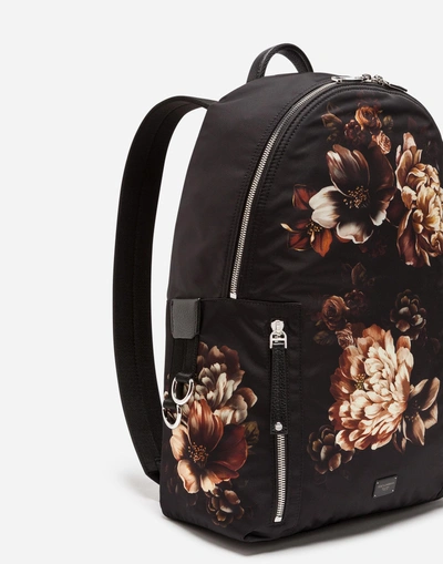 Shop Dolce & Gabbana Printed Nylon Vulcano Backpack In Black