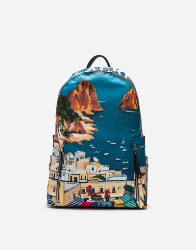 Shop Dolce & Gabbana Printed Nylon Vulcano Backpack In Multi-colored