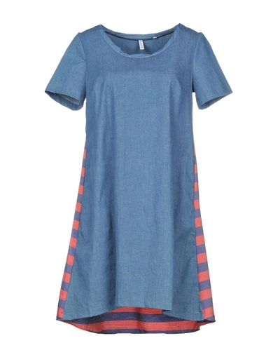 Shop Aglini Denim Dress In Blue